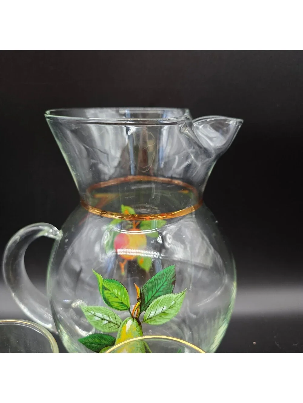 Vtg West Virginia Glass Orchard Fruit Pitcher 4 Tumblers Salt Pepper Shakers